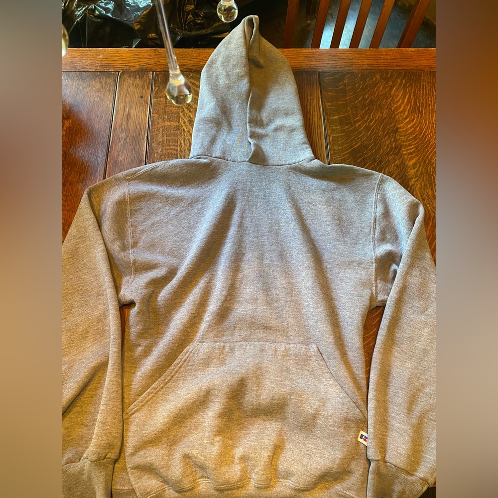Grey hoodie, tighter fit, minimal use, size women’s medium